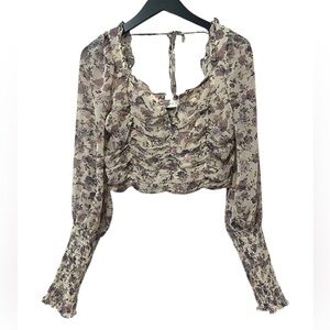 JO+CO floral cropped blouse small